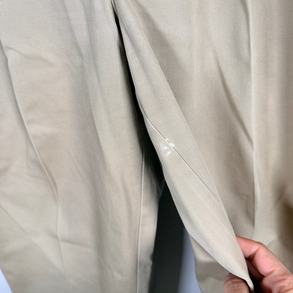 LL Bean Pleated Chino Pants Mens 38x34 Khaki Tan Front Classic Fit Cotton - Picture 4 of 8